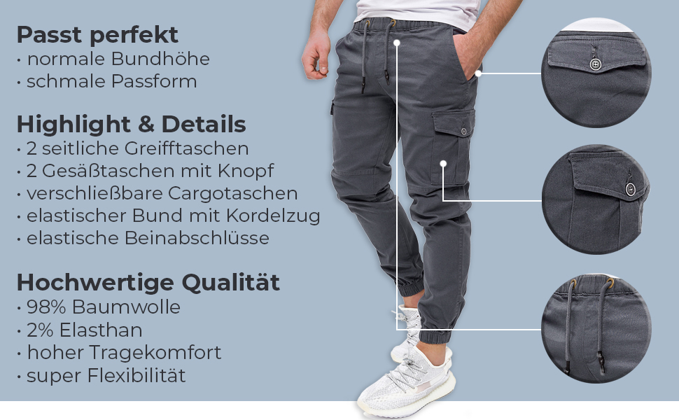 Чоловічі штани карго PITTMAN Darius сірі (Tornado 183907) - бавовняні штани карго джогери 33W/30L