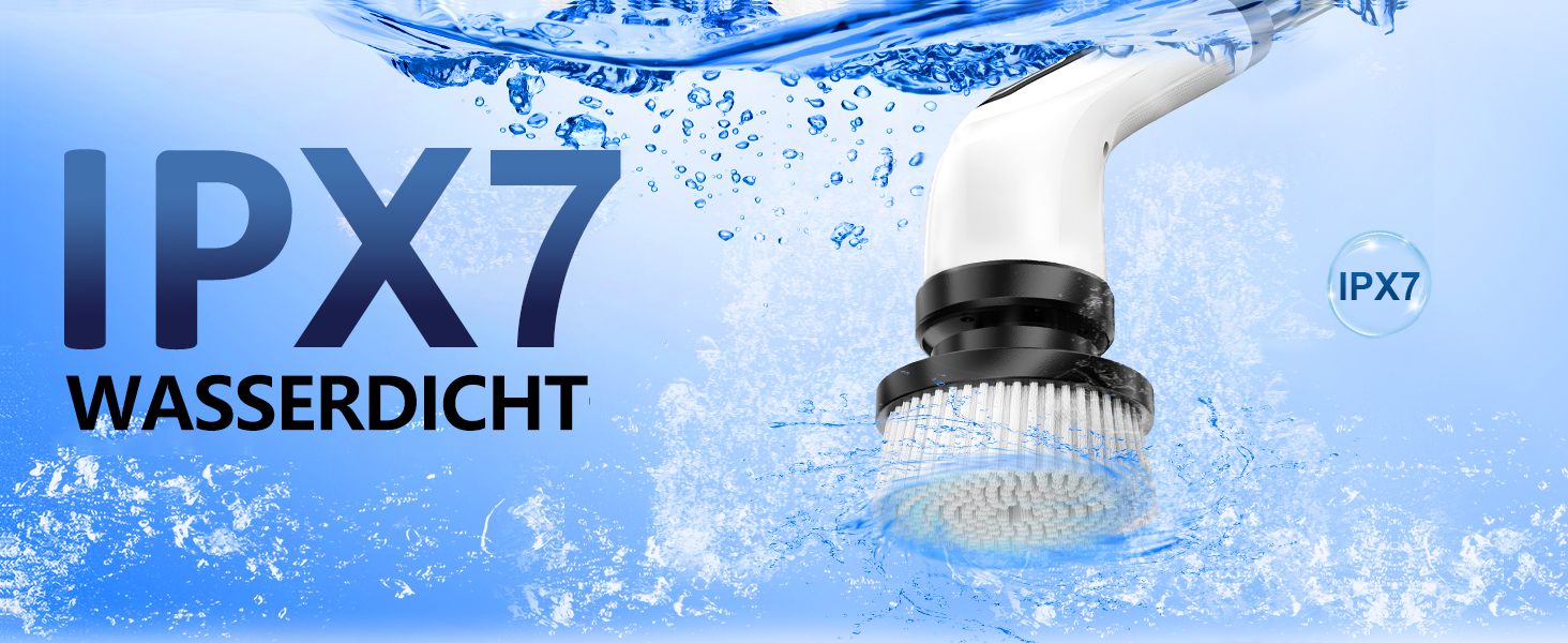 Електрична щітка для прибирання FYDEE IPX7 з 7 насадками та регульованою ручкою. Бездротовий Power Scrubber для ванної, кухні, авто та підлоги.