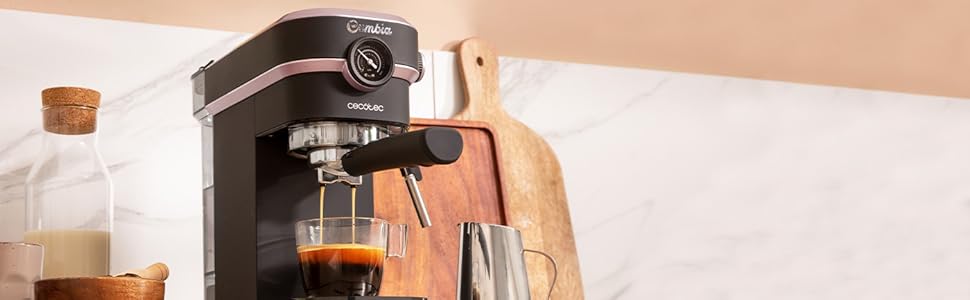 Еспресо-машина Cecotec Cafelizzia 890 Rose Pro: Еспресо, капучино, 1350 Вт, Thermoblock, 20 Bar, рожева з манометром