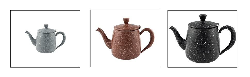 Чайник Café Olé PT-048 преміум, 1,4 л, нержавіюча сталь 18/10, безкапельний носик, порожнисті ручки, відкидна кришка, червоний граніт