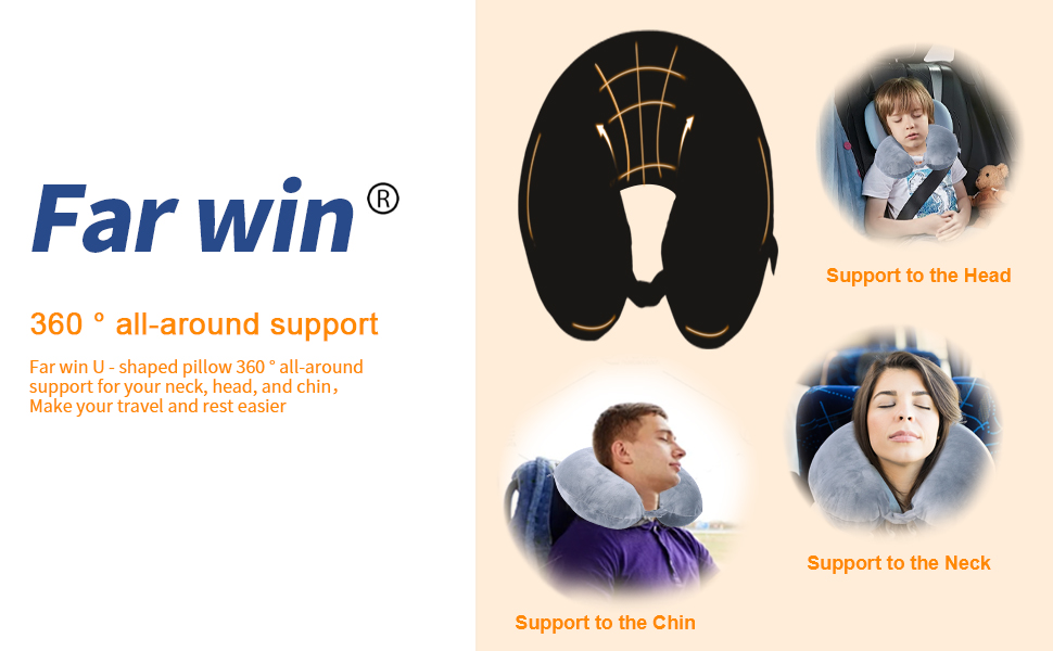 Подушка для шиї, 100% Memory Foam, U-подібна форма, сіра. Для подорожей, авто, дому, офісу.