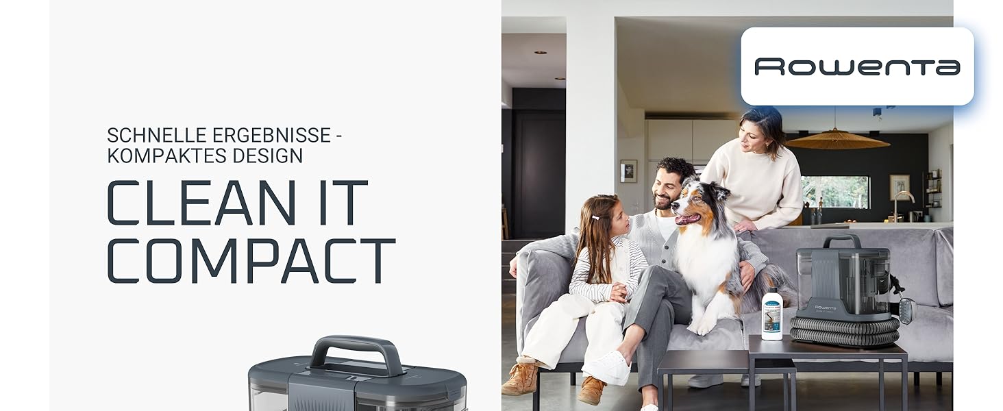 Rowenta Clean It - портативний відпарювач для килимів, 750 Вт, зелений/чорний, IN5020F0. Знімний бак 2.3 л, 5 насадок