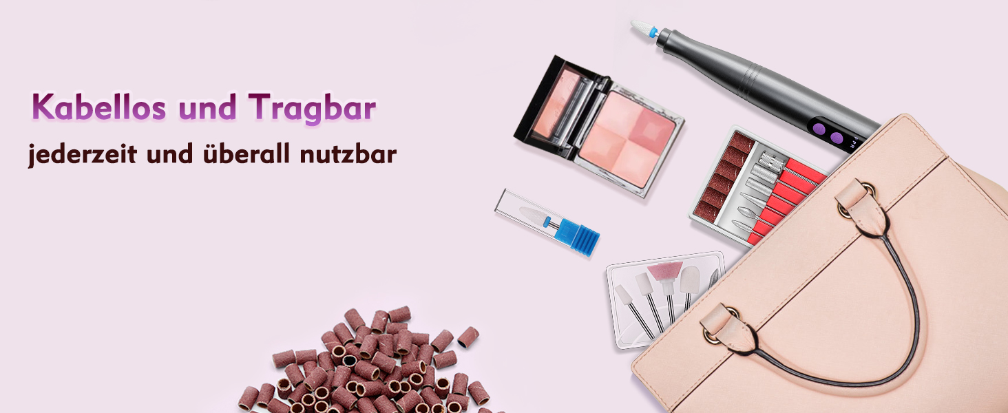 Електричний набір для манікюру та педикюру Nagelfräser: 12 в 1, бездротовий, 9 швидкостей, для гелю та акрилу