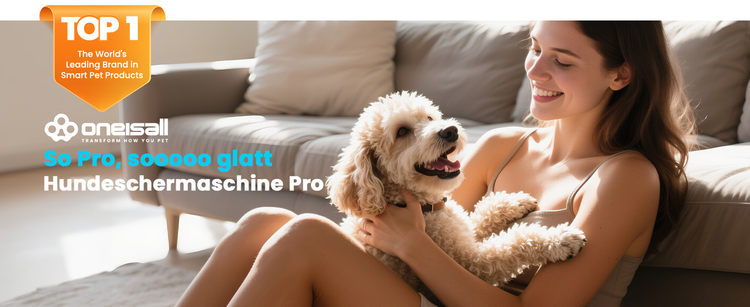 Машинка для стрижки собак Oneisall Leise Hundeschermaschine Upgrade Pro, професійна машинка для собак та котів, акумулятор 2000mAh, водонепроникна IPX7, для догляду за шерстю вдома