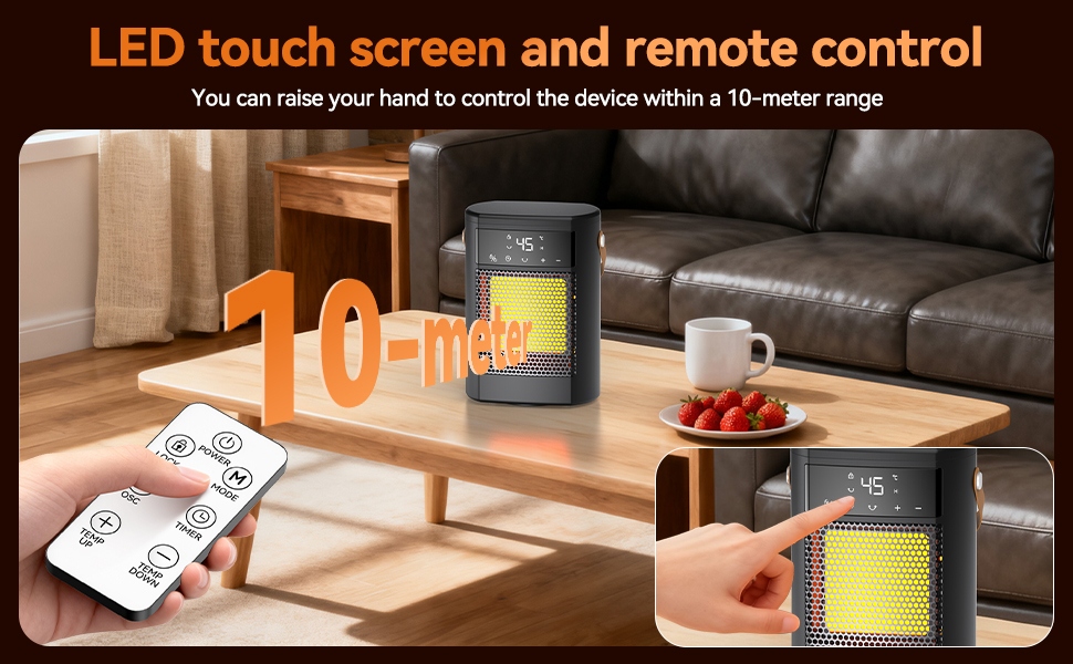 Електричний обігрівач 1500W з осциляцією, захистом від перегріву та перекидання - тихий, швидкий, для дому та офісу