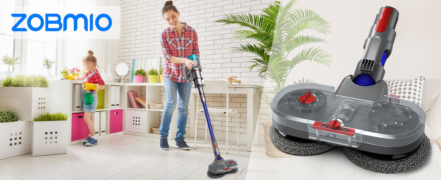Насадка для пилососа Dyson V7/V8/V10/V11/V15 - електричний підлогомийник з знімним баком та 12 мікрофібровими накладками (сірий)