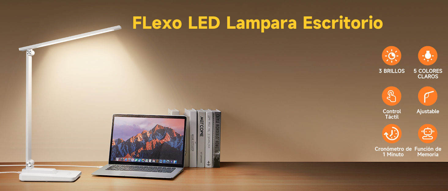 LED настільна лампа для письмового столу з 15 режимами денного світла, 1000LM, регульована яскравість, для дому та офісу