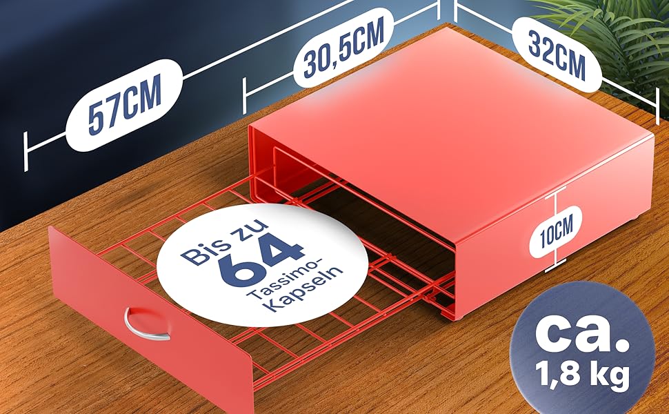 Тримач для капсул Tassimo Prodiumart – елегантний диспенсер на 64 капсули (червоний)