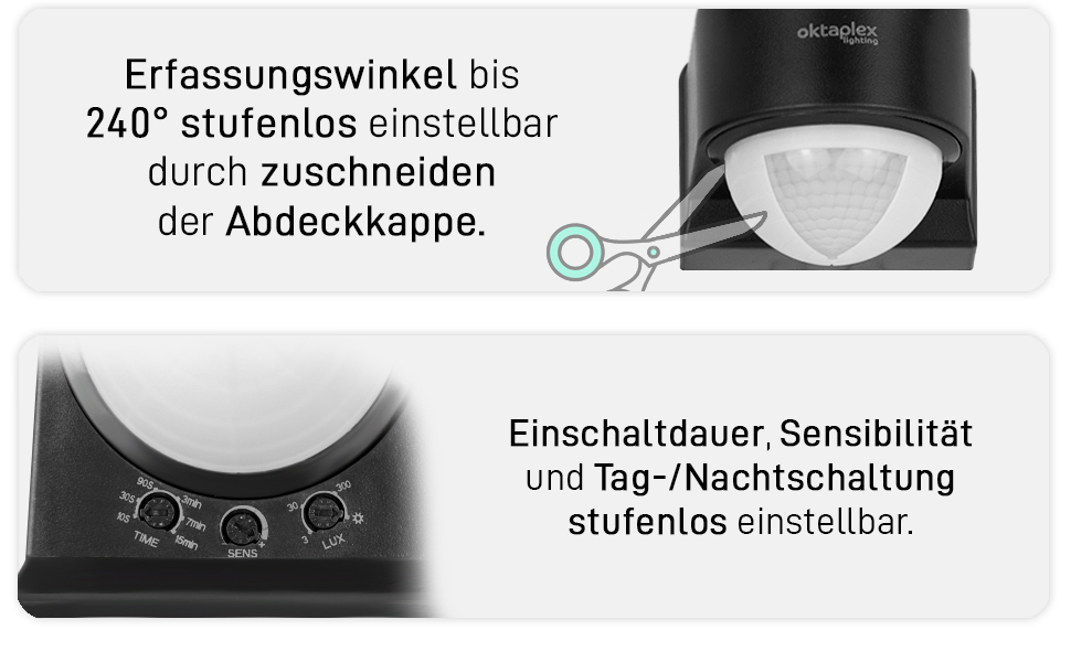 LED прожектор настінний з датчиком руху Oktaplex Cali Motion 30W, IP65, антрацит, 3000K, з функцією Master