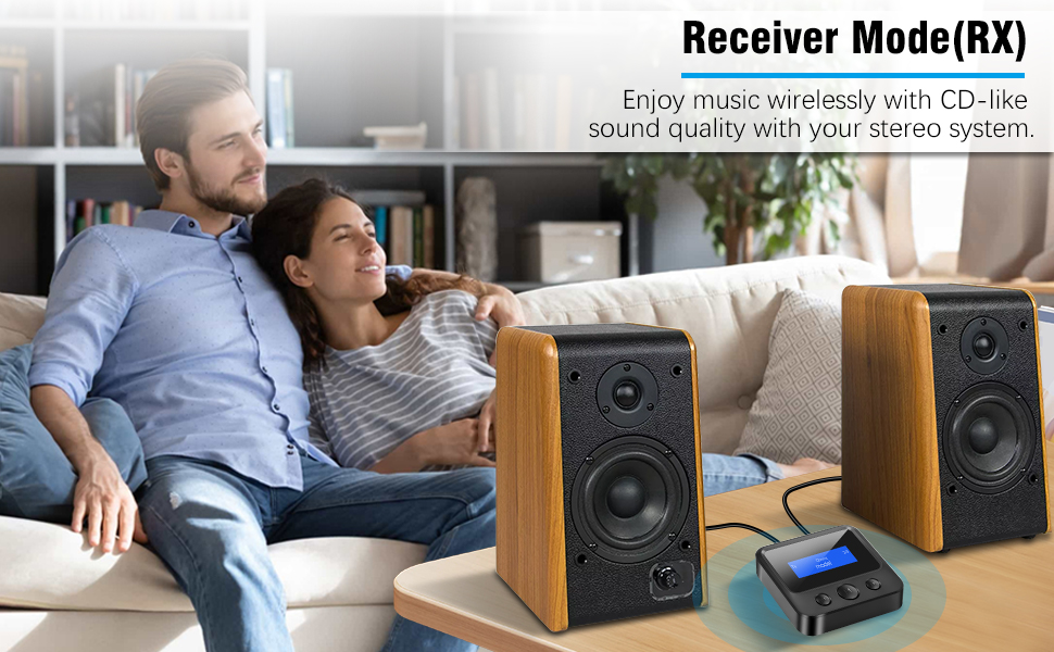 Bluetooth 5.1 Передавач/Приймач Аудіо: 2-в-1 Адаптер для ТВ, Стерео, AUX, RCA, з дисплеєм та низькою затримкою