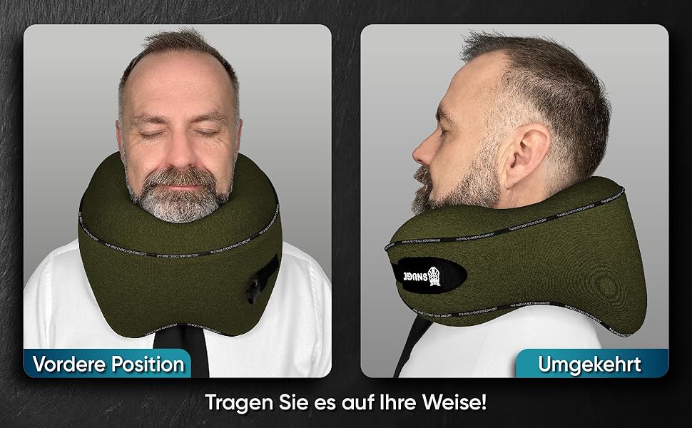 Подушка для шиї SNUGL з Memory Foam, регульована та миюча | Зручна подушка для подорожей на літаку, в авто та в дорогу | Подушка-шия, Neck Travel Pillow (доросла, маленька, оливковий)