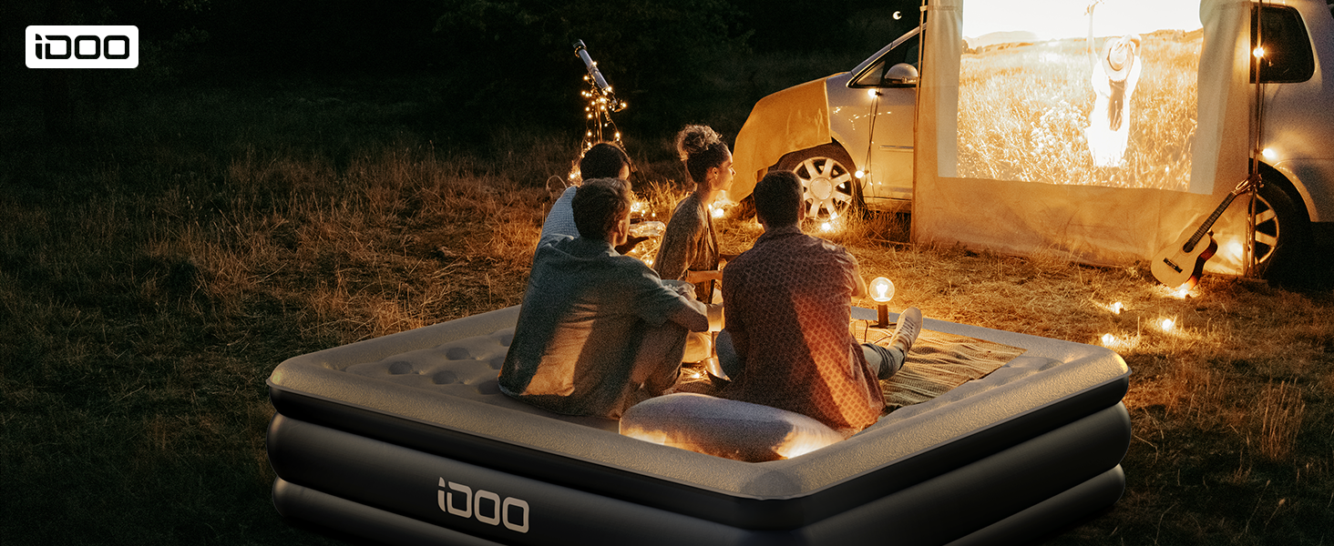 Надувний матрац iDOO з електричною помпою, самонадувний, 137x193x46 см, для дому та кемпінгу