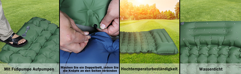 Каремат самонадувний Zhiwei Isomatte для кемпінгу та відпочинку на природі. Ultraleicht, товстий, з помпою та подушкою. Підходить для намету, трекінгу, пляжу, подорожей та хати.