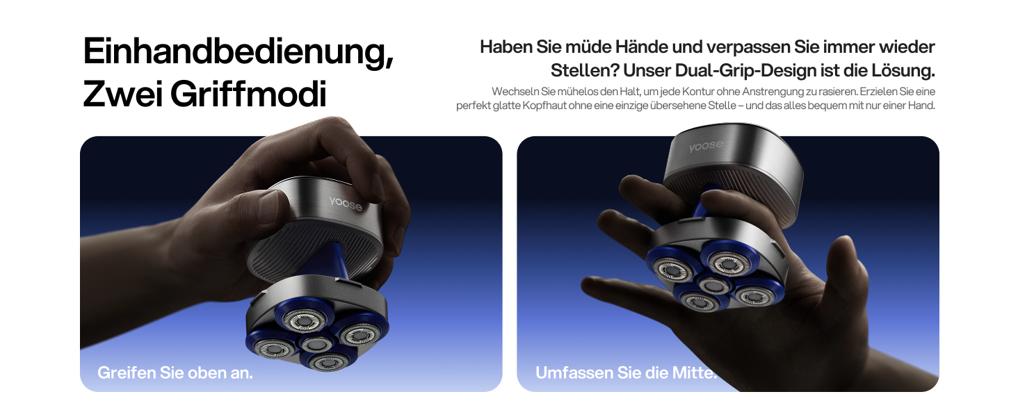 Електричний чоловічий верстат для гоління Yoose Glatzen з 5 лезами, IPX7, 90 хв роботи, USB-C, PID-регулювання