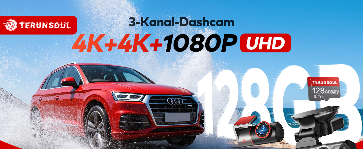 Автомобільний відеореєстратор 3-канальний 4K Ultra HD (передній, задній та салонний), модель D018, чорний