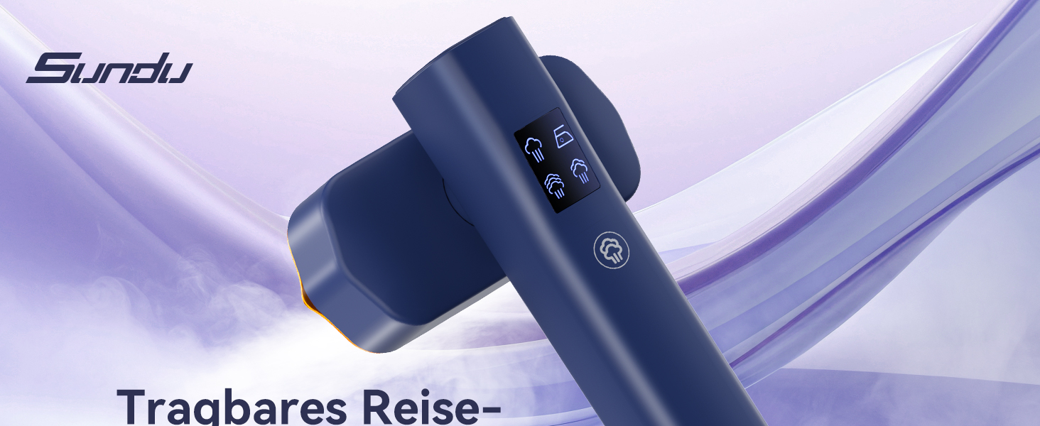 Праска Sundu Steamer: 2-в-1 відпарювач та праска для одягу, мобільна, з LED дисплеєм, 4 режими, блакитна