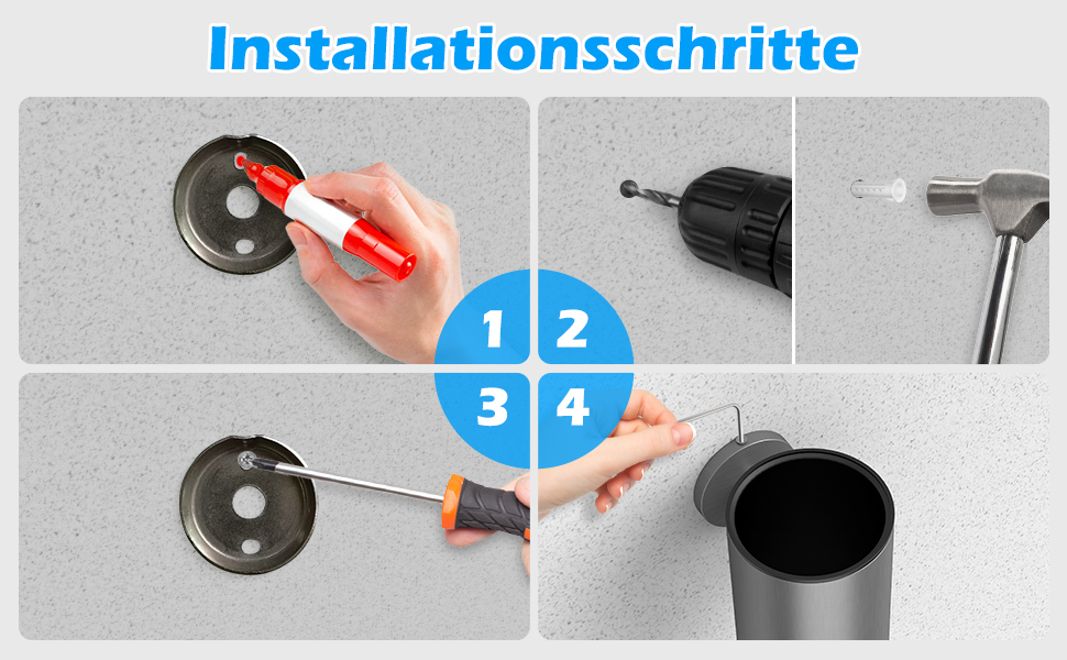 Набір для чищення унітазу з нержавіючої сталі 304, комплект з 2 насадками (круглі сірі)