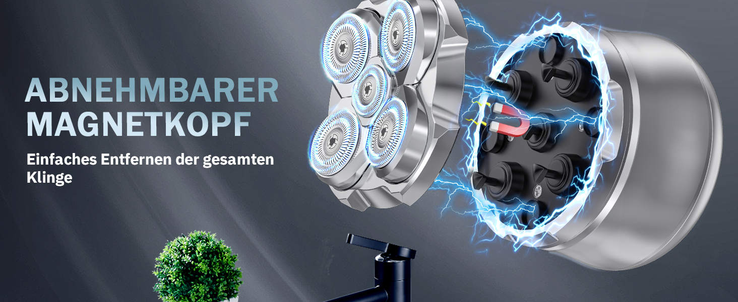 Електричний бритва для гоління голови Luctry 5D, водонепроникний, для чоловіків (срібний)