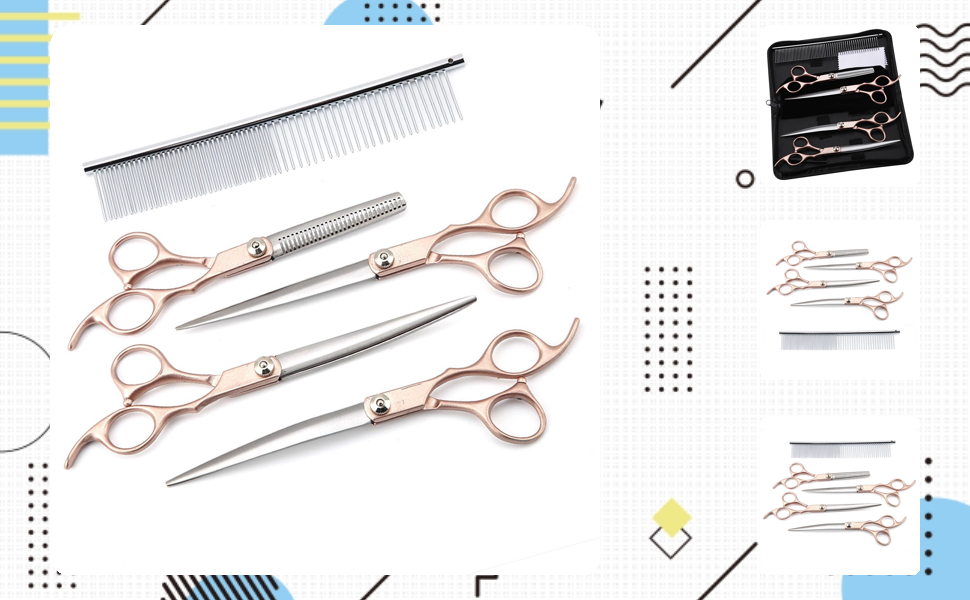 Ножиці для собак Geib - розріджуючі, ліва рука, набір 22 шт. Професійний набір для грумінгу