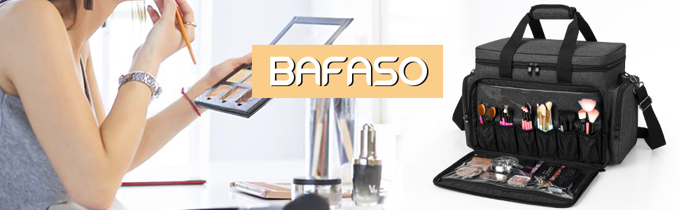 BAFASO органайзер для косметики, велика дорожня косметичка для макіяжу, зручний кейс для зберігання косметики для жінок, без аксесуарів, чорний