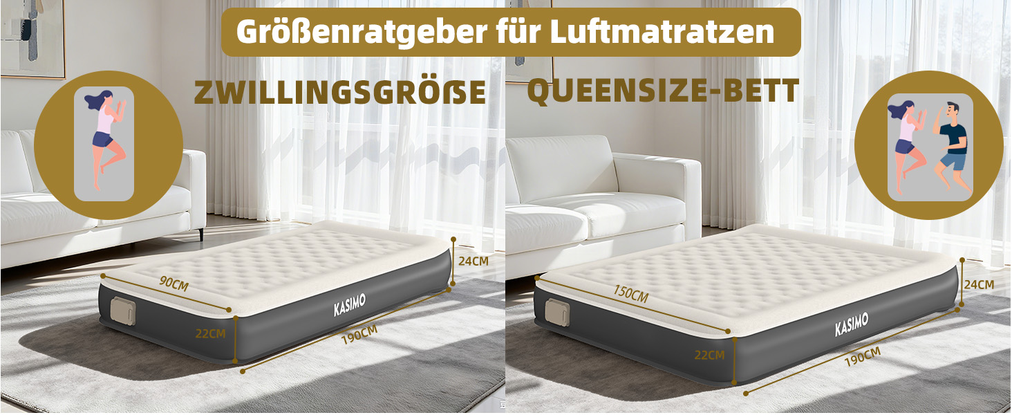 Надувний матрац KASIMO TPU самонадувний 1-місний з електричним насосом та подушкою, 190x90x22 см для дому та кемпінгу