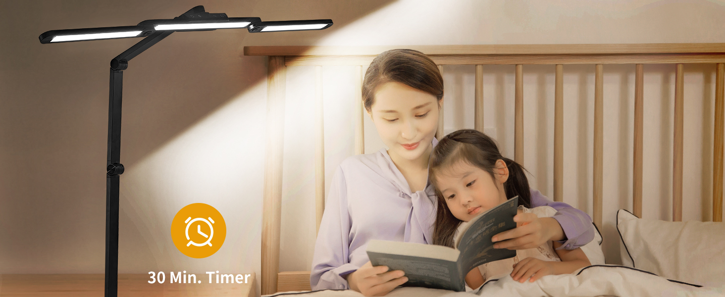 LED лампа для столу Litren 80 см з USB, сенсорне управління та таймер, 24W, чорна