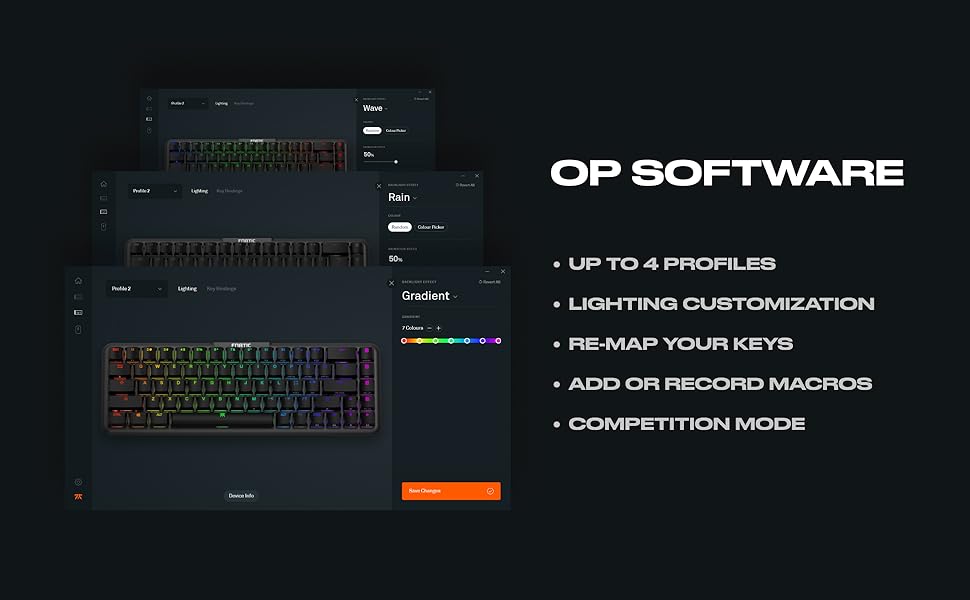Механічна ігрова клавіатура Fnatic STREAK65 з RGB-підсвічуванням та швидкими срібними перемикачами (65% layout, DE/QWERTZ)