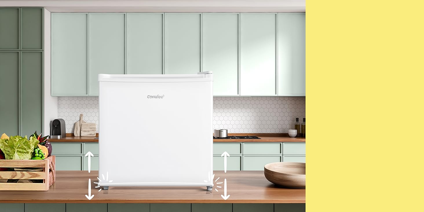 Mini холодильник Comfee RCD50WH2(E) 43L з відділенням для льоду, білий. Холодильник для кімнати та офісу, швидке охолодження, регулювання температури, енергоефективний (F)