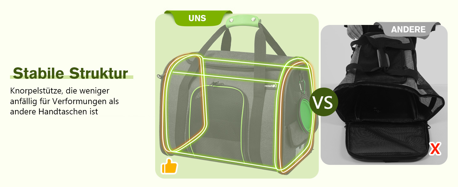 Транспортна переноска для котів Pecute, переноска-ліжко для тварин, складана переноска-сумка для котів та собак, переноска для собак з регульованим плечовим ременем, XL (45 x 35 x 32 см), темно-сірий + зелений (з подушкою)