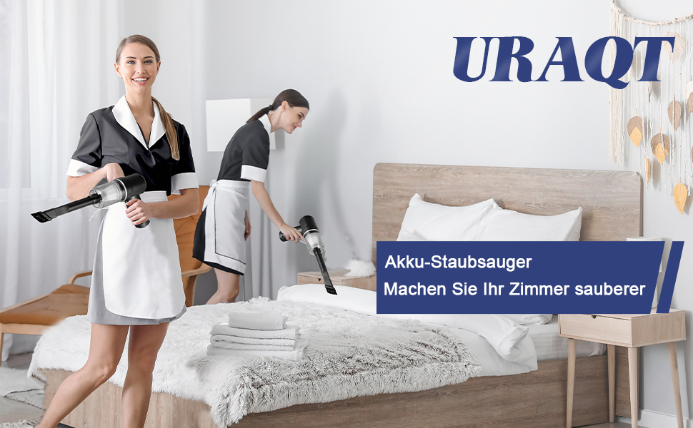 Акумуляторний ручний пилосос URAQT 9000Pa 3-в-1 з док-станцією, USB зарядка, для авто, дому, шерсті тварин (Чорний)