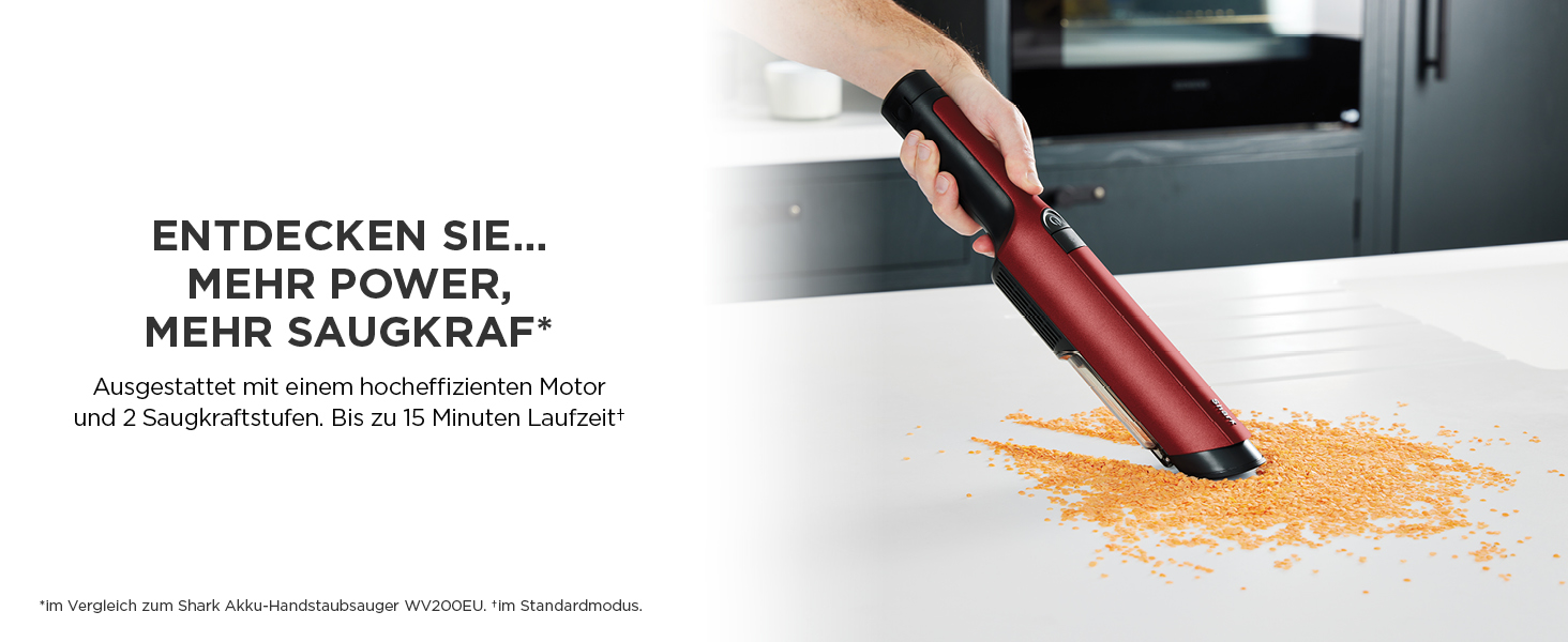 Shark WandVac 2.0 Бездротовий міні-пилосос, ручний, WV270EU. Компактний, легкий, з насадкою для щілин та універсальною насадкою. Час роботи: 15 хвилин, помаранчевий колір.