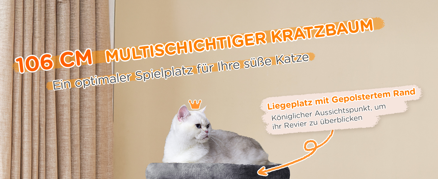 Котячий будиночок Yaheetech з когтеточкою, 91 см, з 2 будиночками, сизаль, іграшковий м'яч, сірий