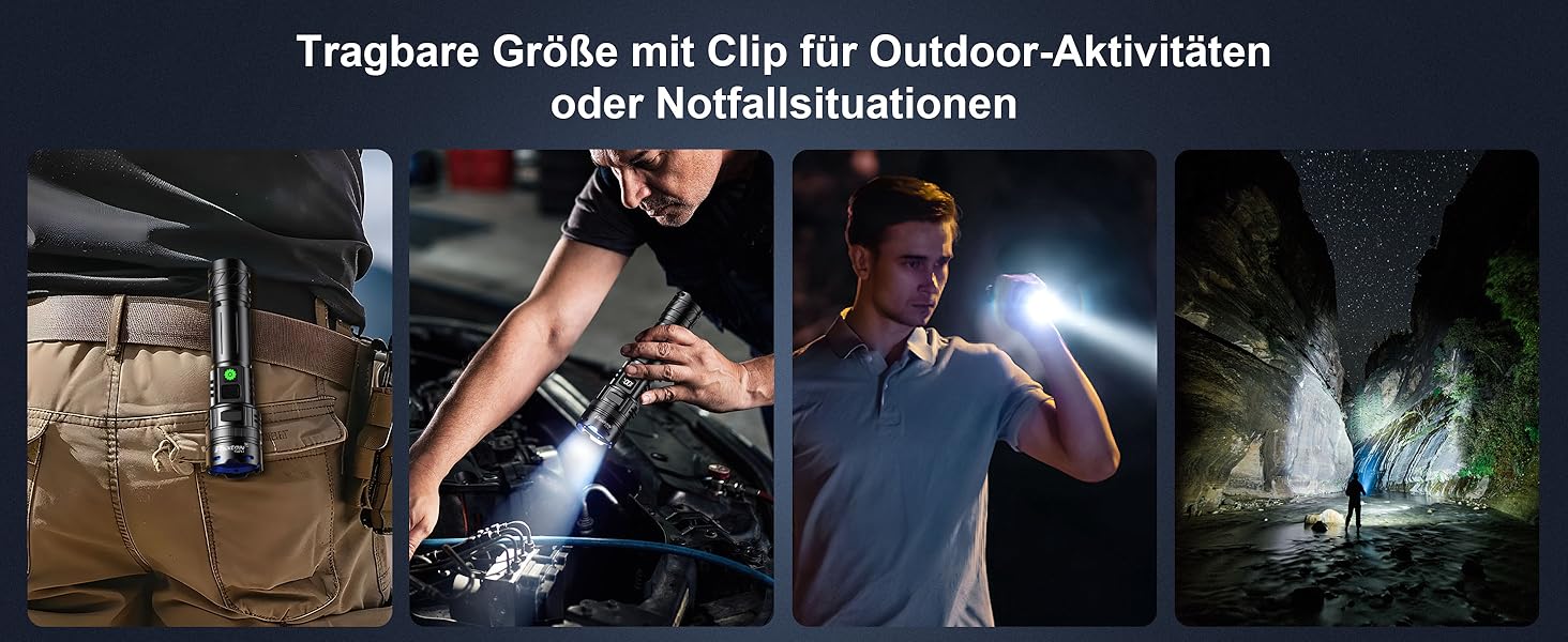 Ліхтар PHIXTON LED акумуляторний тактичний, 500000 люмен, 1 режим, велика дальність, Zoom, USB-C, 32 Вт·год