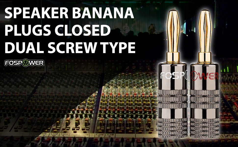 Bananstecker для акустичних кабелів FosPower: 24K позолота, High-End, 2 пари (4 шт.) - червоний та білий