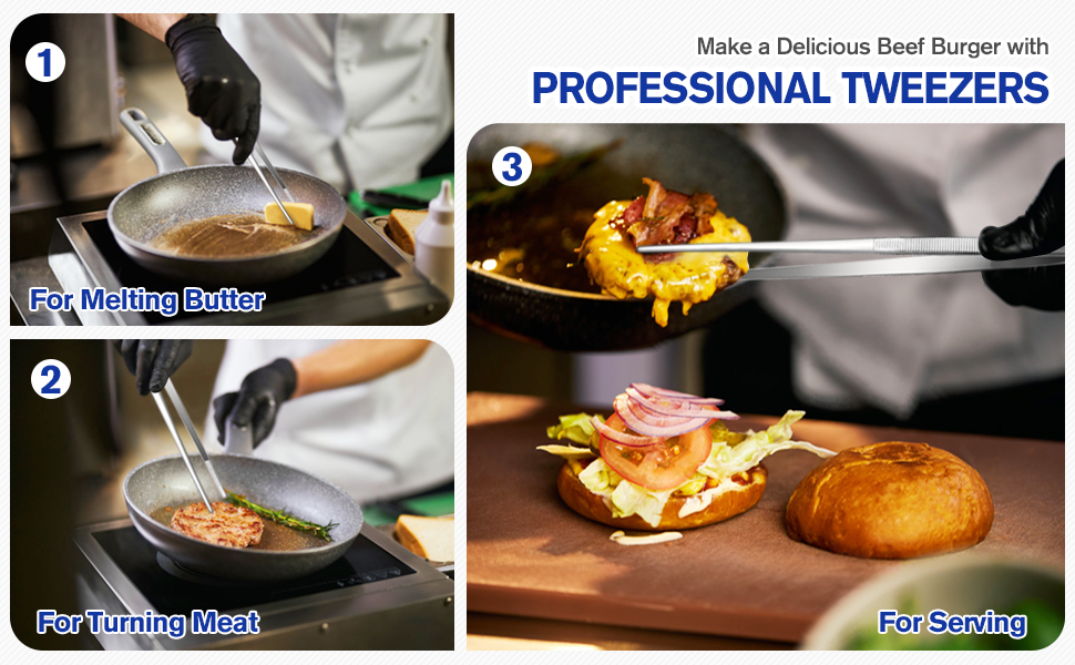Набір кухонних пінцетів 10 дюймів, професійний, з нержавіючої сталі, для приготування, декорування та BBQ