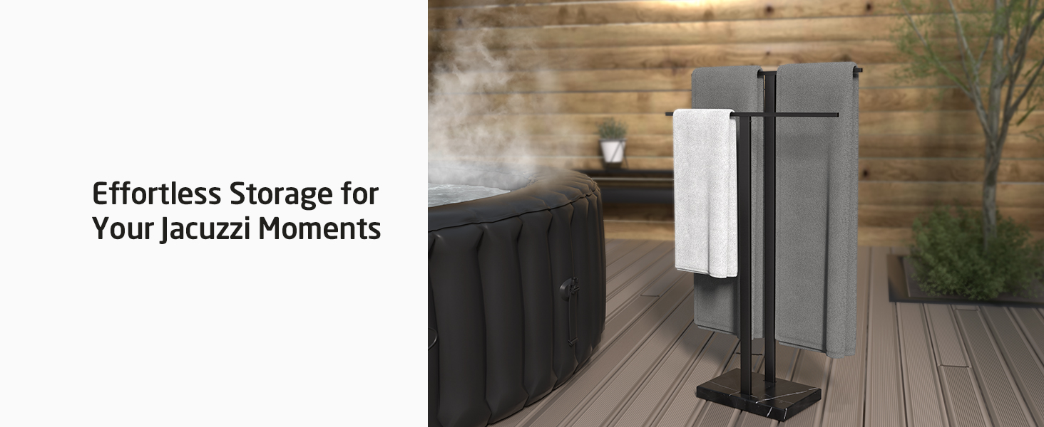 Підставка для рушників подвійна, настільна, з нержавіючої сталі SUS 304, з мамарморовою основою, чорного кольору, 84 см, BTH217-2