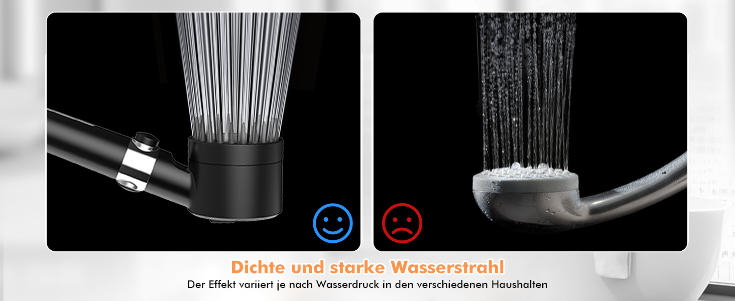 Showerhead with Filter MEKO High-Pressure Handheld Shower with 15-Layer Filtration, 1.5M Hose, 3 Spray Patterns, Water-Saving Showerhead for Removing Hard Water, Residual Chlorine, Bacteria, and Heavy Metals (Black)