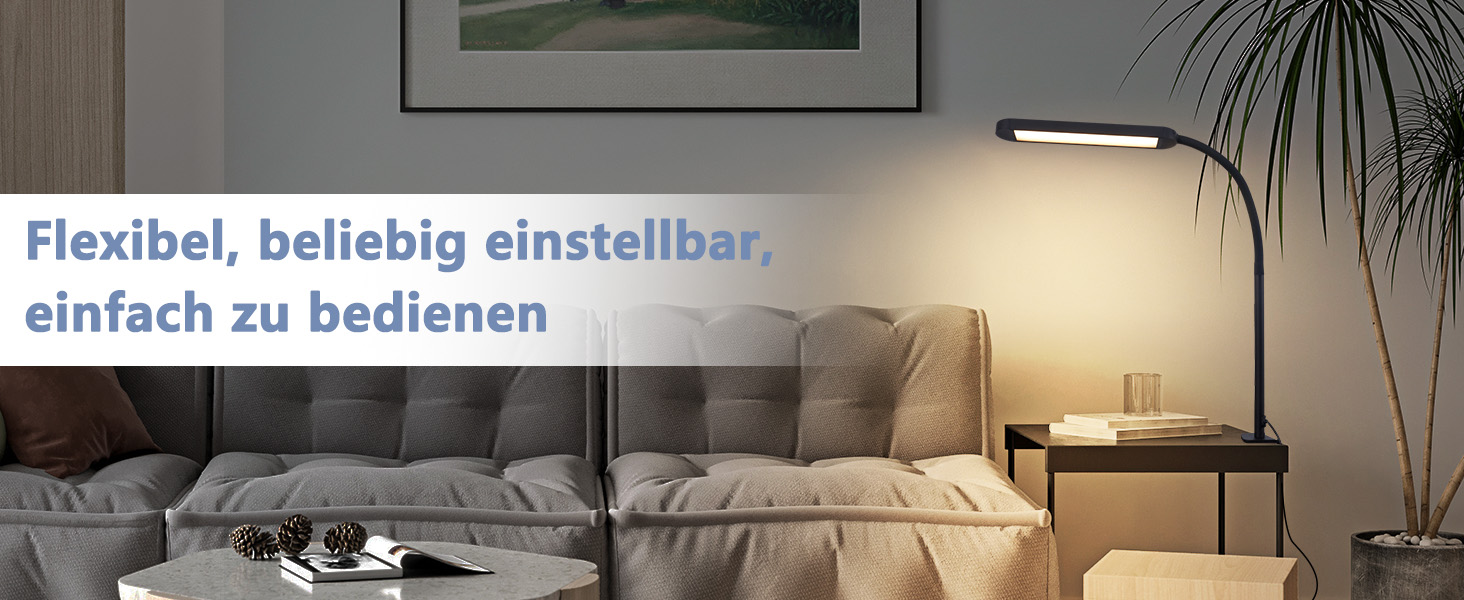 Лампа для столу Homefire LED з кріпленням, диммування: чорна, 5 рівнів яскравості, 5W, гнучка, захист очей, денне світло для офісу та робочого кабінету (Вилка EU)