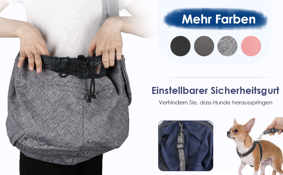 Сумка-переноска для собак Nasjac, ручна переноска для собак з підставками для дна, зручна сумка для собак з регульованим м'яким плечовим ременем та кишенею на блискавці для маленьких собак і котів у подорожах на відкритому повітрі (сіра)