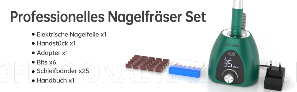 Електричний фрезер для нігтів 6 в 1: манікюрний набір з LED дисплеєм, 35000 об/хв, для гель, акрил, Shellac. Підходить для початківців та професіоналів (Зелений)