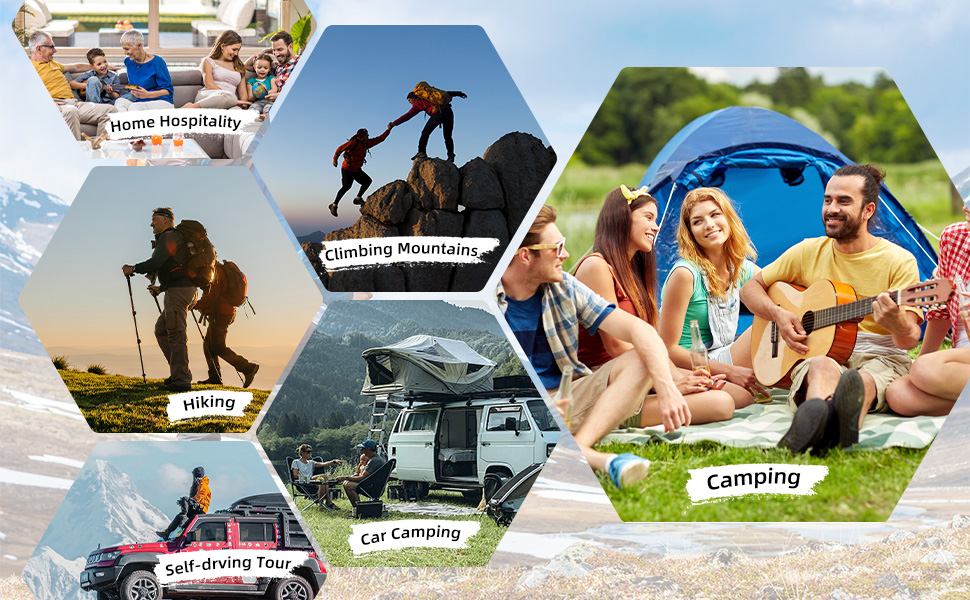 Надувний килимок для кемпінгу Tomshoo з інтегрованим насосом, подушкою та сумкою, блакитний