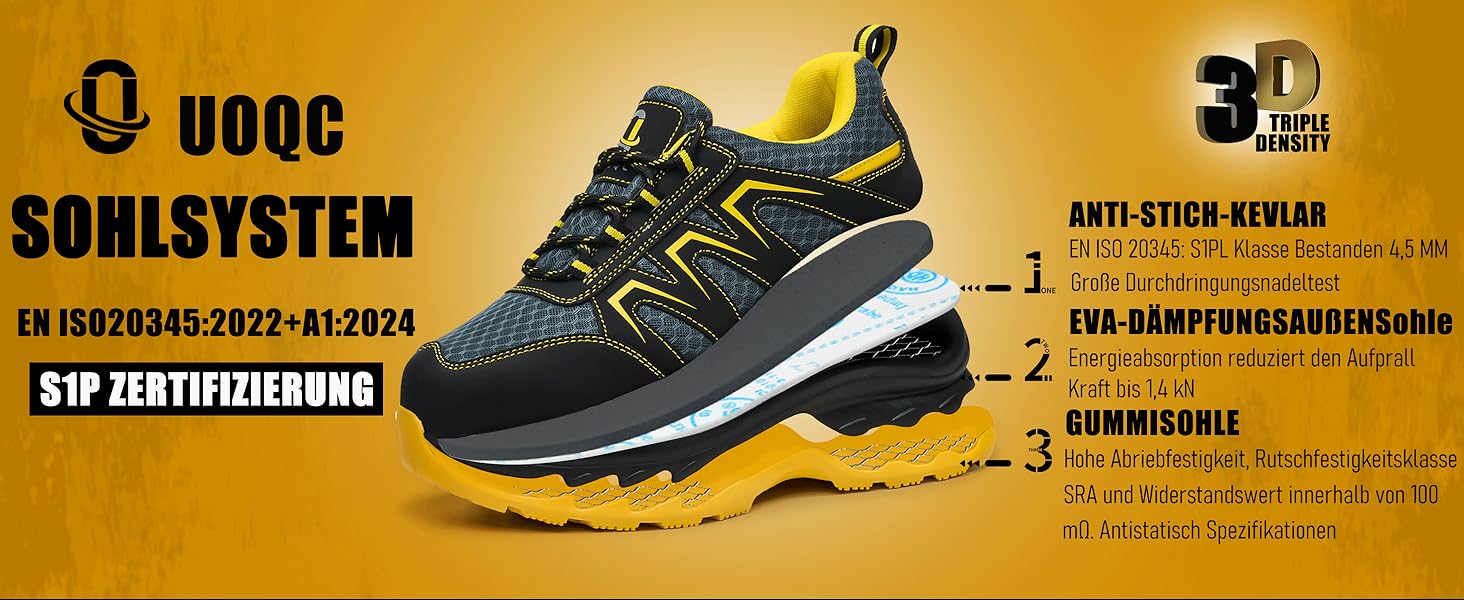 Черевики безпеки чоловічі/жіночі ESD Antistatisch SR, неслизькі робочі черевики з металевим підноском, легкі, дихаючі, комфортні, широка колодка, для промисловості та виробництва, 43 EU, чорні