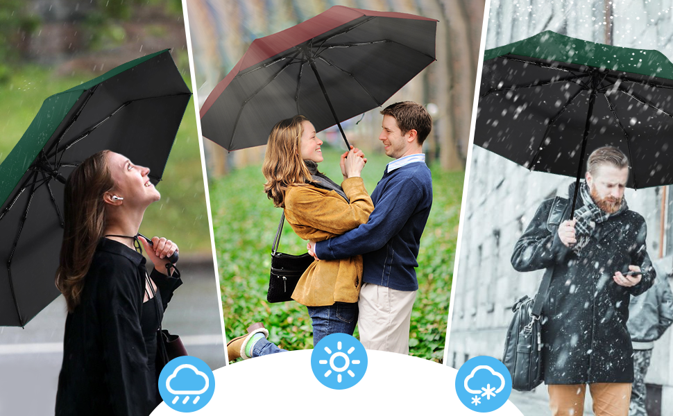 Зонт від сонця та дощу 42/46 дюймів, штормовий, автоматичний, з 8 ребрами для чоловіків та жінок (темно-зелений)