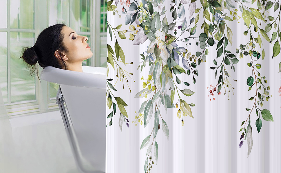 Шторка для душу REZAYMRS, 180x200 см, поліестер, зелена, з 12 гачками, водовідштовхувальна, для ванної кімнати