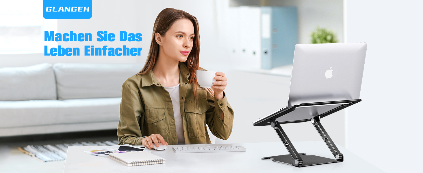 Підставка для ноутбука Glangeh з алюмінію, ергономічна, регульована висота, для MacBook, Dell, HP, 10-16