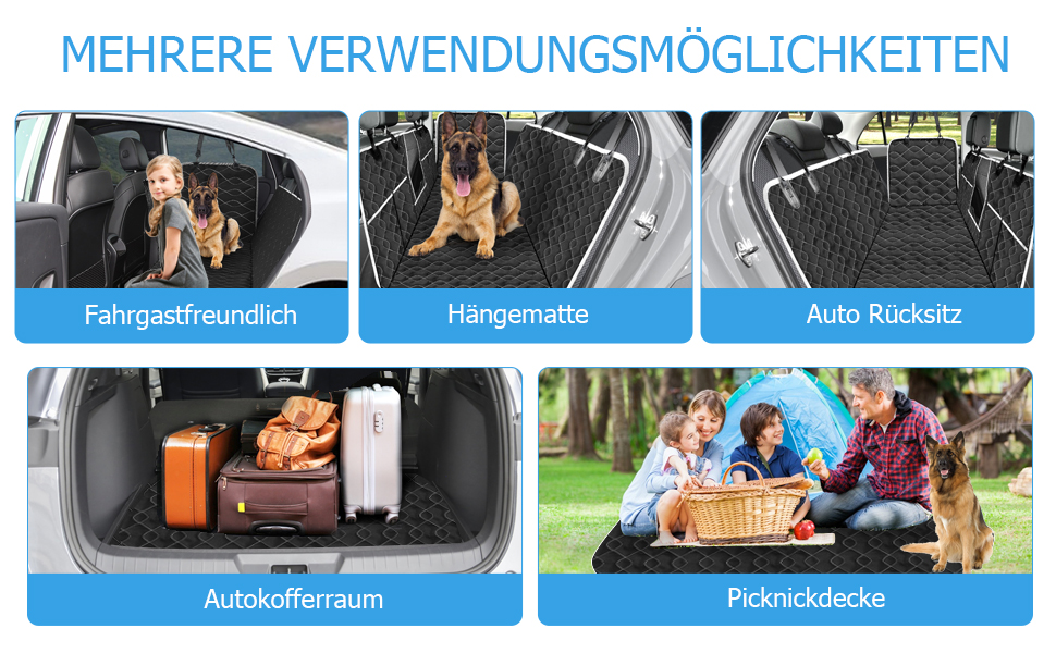 Водонепроникний килимок для собак у машину, 213x190 см, чорний. Захист від подряпин та ковзання, з віконцем для спостереження за твариною