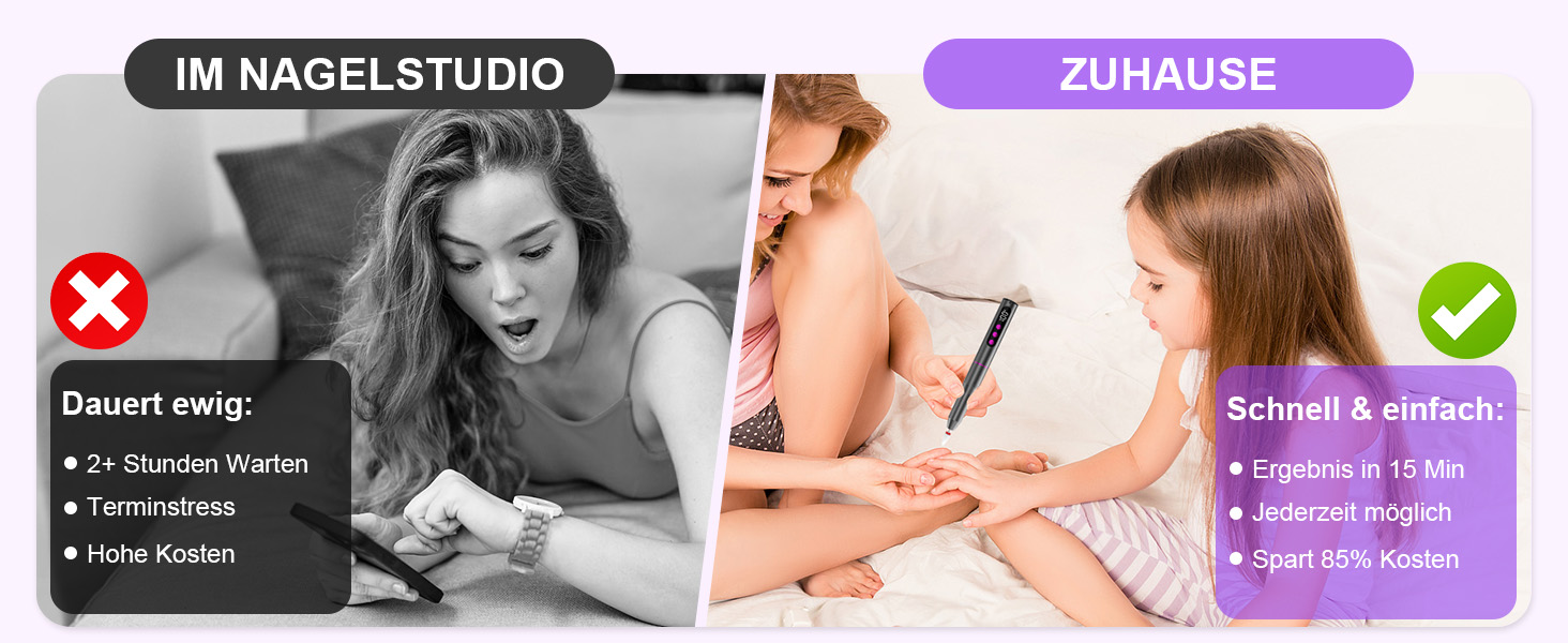 Електричний фрезер для нігтів бездротовий - 12 в 1, 35000 об/хв, для гелю, акрилу, манікюру та педикюру, фіолетовий