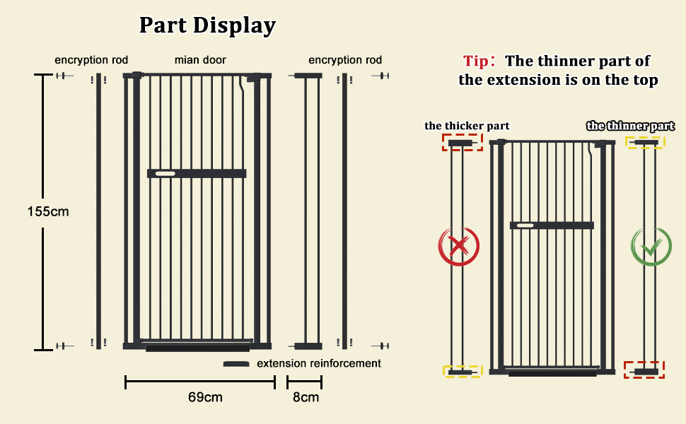 Захисне гiтер для домашнiх тварин Xifamniy, 155 см, без свердлiння. Безпека для дiтей та тварин