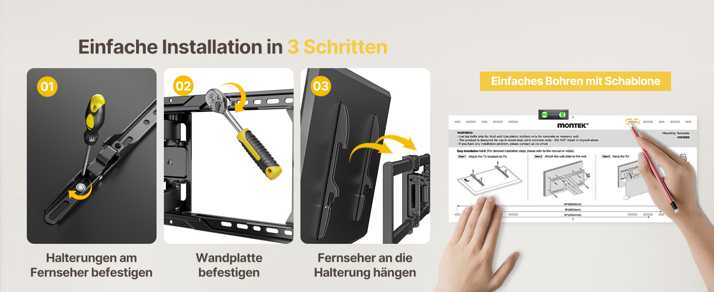 Кріплення для телевізора monTEK Full Motion з регулюванням, 37-84 дюйми, до 50 кг, VESA 600x400 мм, для дерев'яних підставок