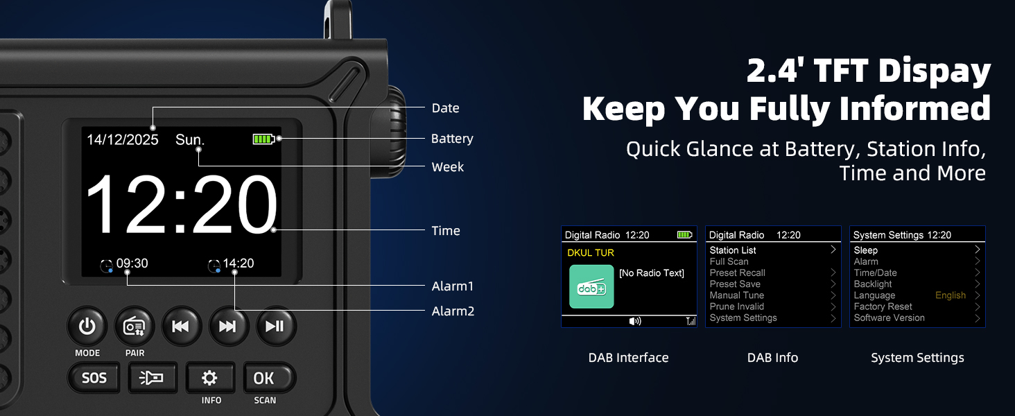 Радіо Kurbelradio на сонячній енергії та з ручним приводом | DAB/DAB+/UKW, Bluetooth 5.0 | Радіо для надзвичайних ситуацій з сонячною панеллю 8500 мм² та ручним приводом 650 мА | Портативне динамо-радіо з сонячною батареєю | Ліхтар та зарядний пристрій | Для кемпінгу та надзвичайних ситуацій, чорне